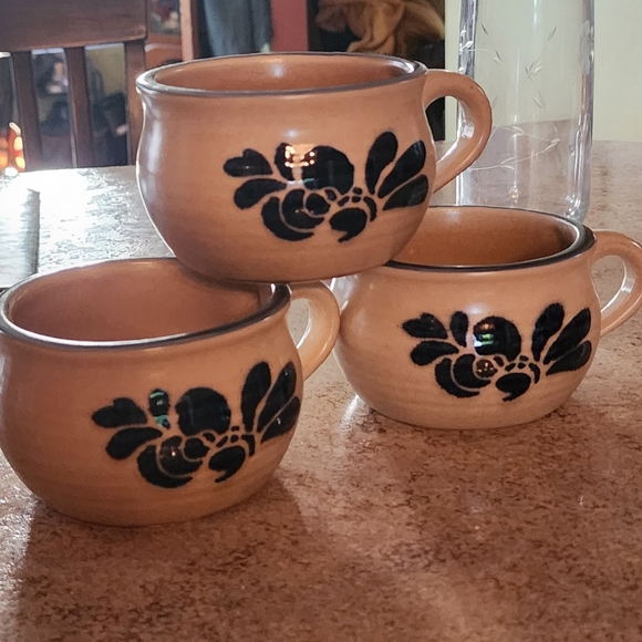 PFALTZGRAFF FOLK ART VINTAGE 14OZ SOUP BOWLS SET 3 - Picture 2 of 3